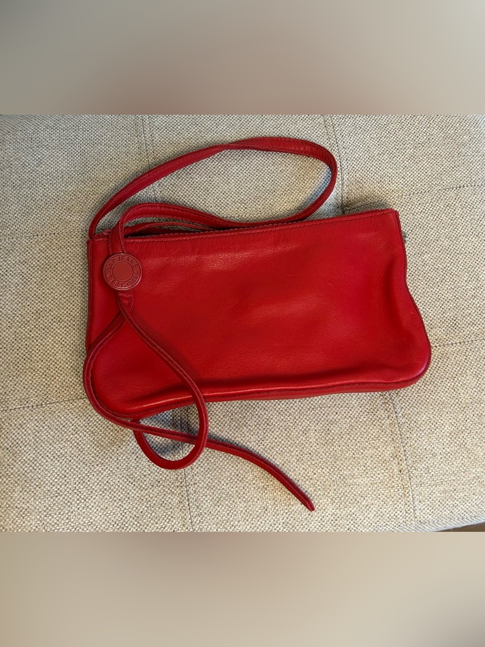 Vintage Y2K Gap Soft Leather Convertible Tassel Wristlet Clutch Bag Red 2003